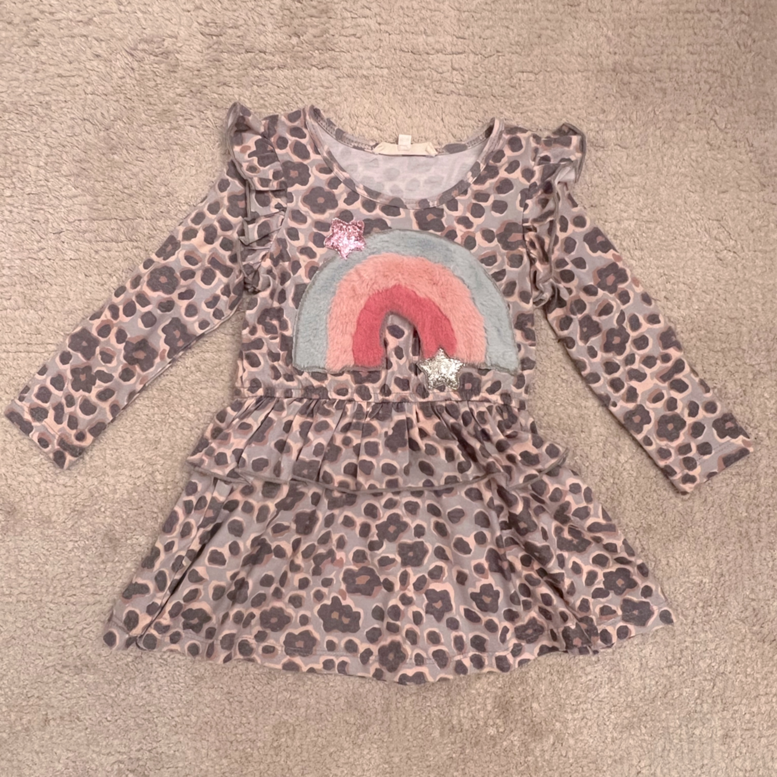 Truly Me - Leopard Print Rainbow Patch Dress